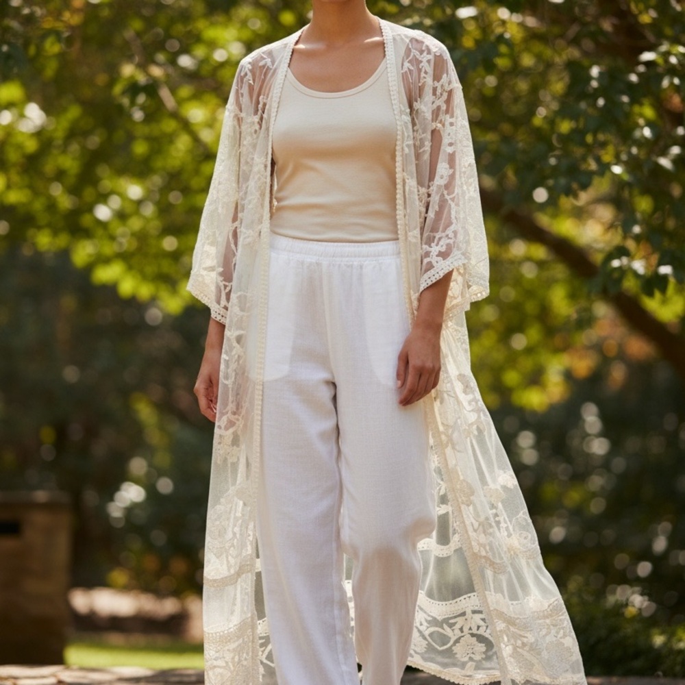 KEREN Hart Cream Lace Kimono
